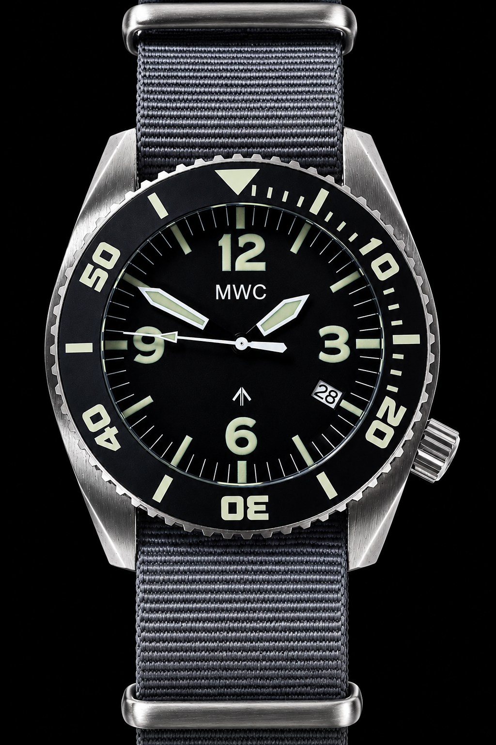 MWC "Depthmaster" 100atm / 3,280ft / 1000m Water Resistant Military Divers Watch in a Titanium Case with Luminova and a Helium Valve, Swiss Quartz Movement with a Ten Year Battery Life
