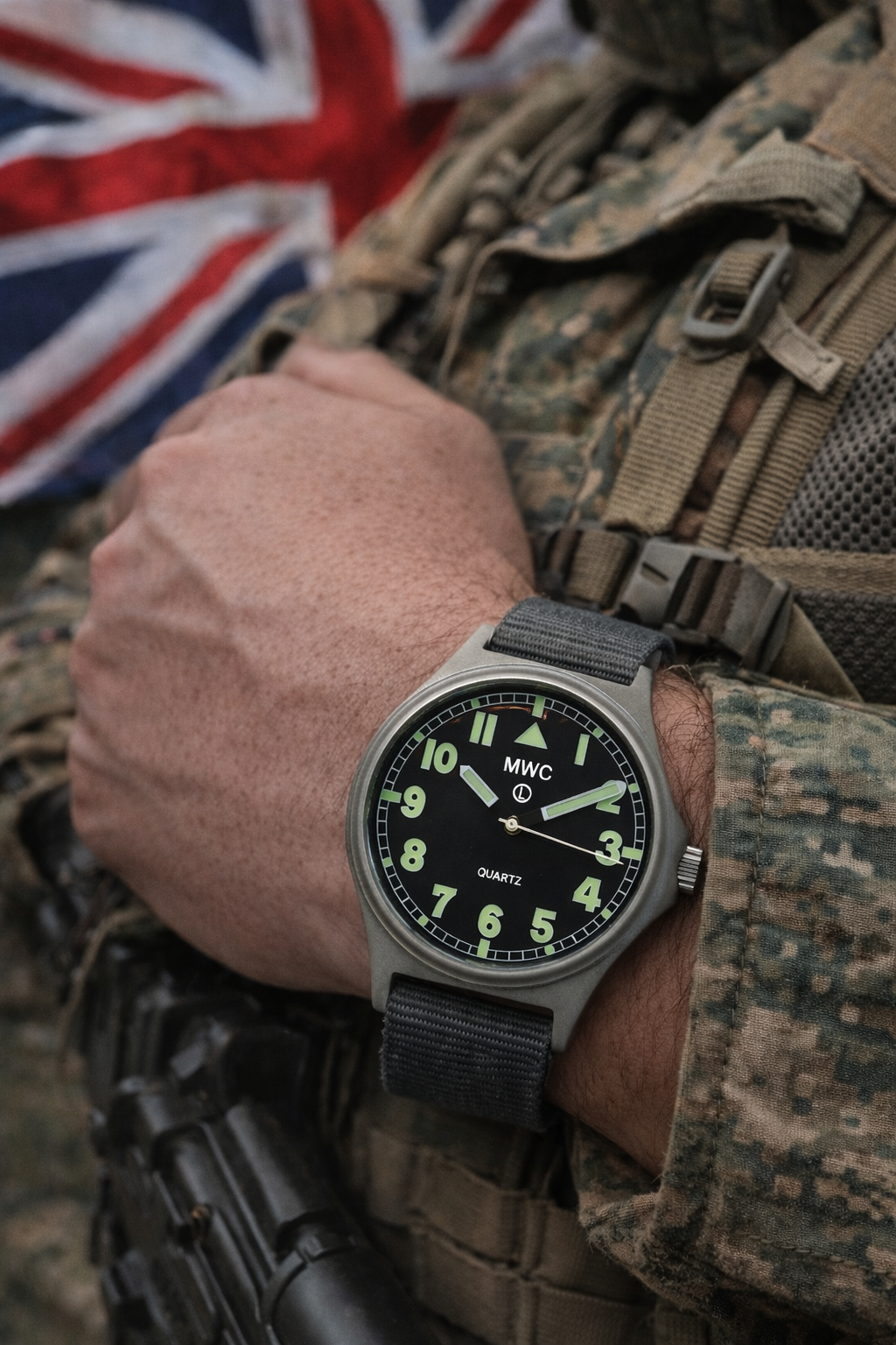 MWC G10 100m / 330ft Water resistant Stainless Steel Military Watch with Sapphire Crystal - NATO Stock Number: NSN 6645-99-472-3228