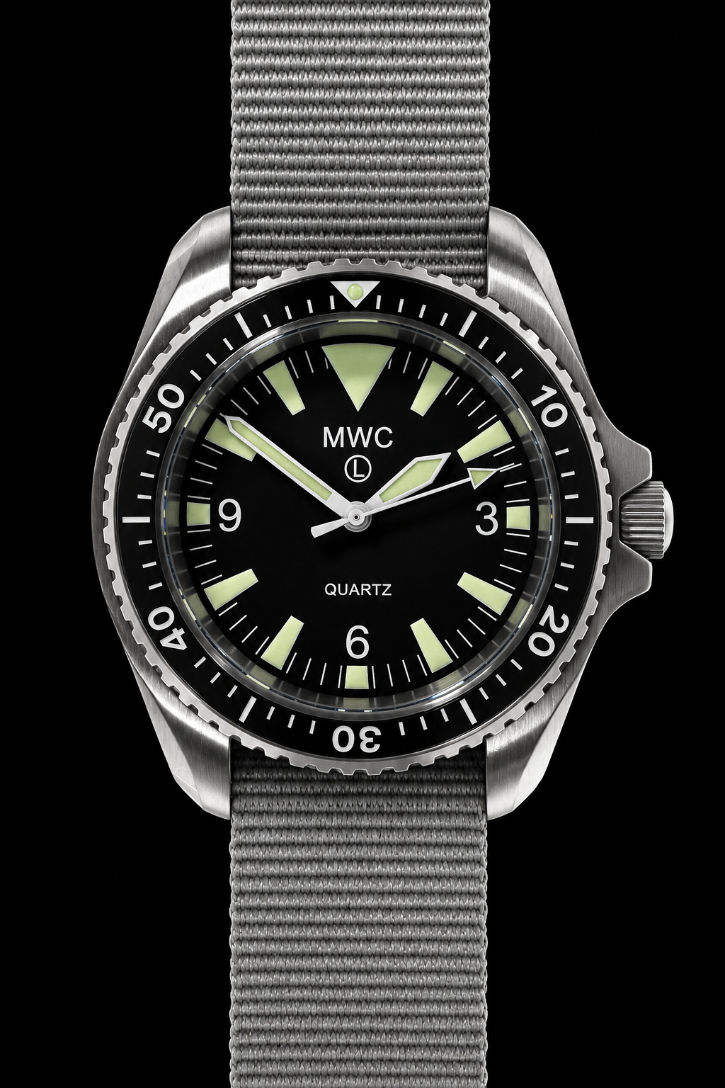 Current NATO Pattern Quartz Military Divers Watch, Non Date Variant with Sapphire Crystal and 10 Year Battery Life