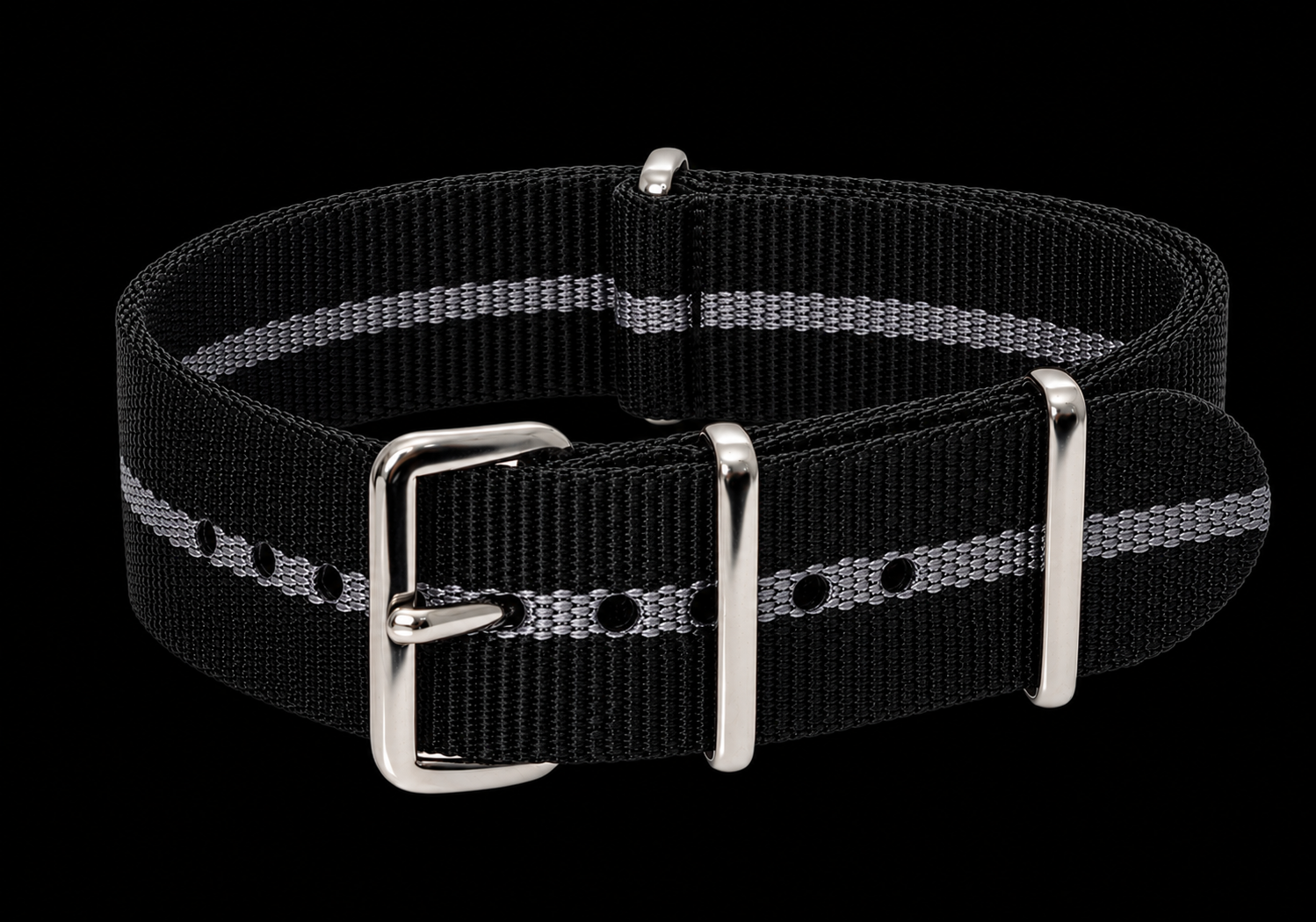 20mm Black and Grey NATO Nylon Military Watch Strap