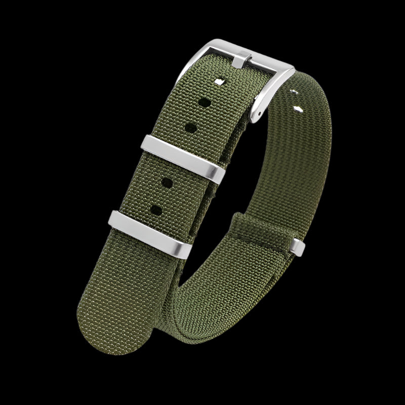 22mm Ribbed Army Green NATO Military Watch Strap