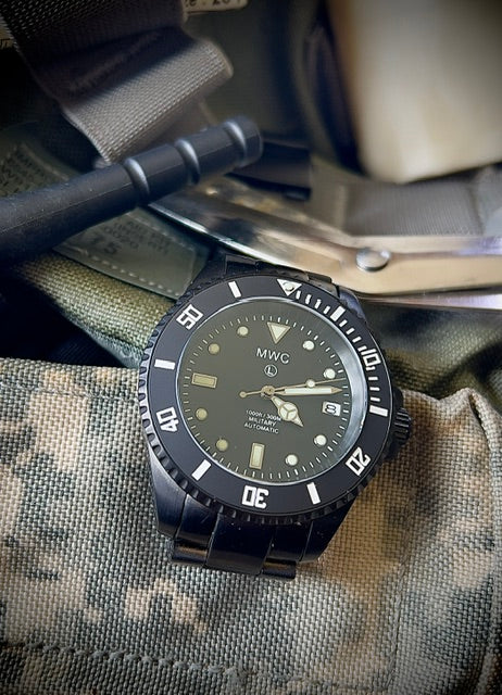 MWC 24 Jewel 300m Automatic Divers Watch with PVD Bracelet, Ceramic Bezel and Sapphire Crystal