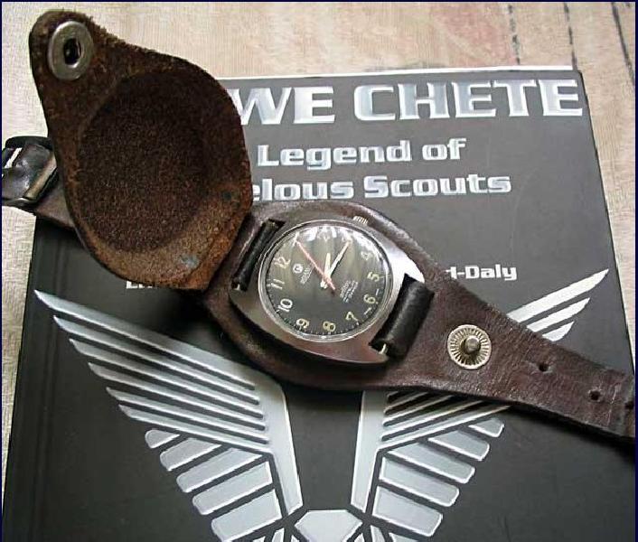 20mm Black 1950s Pattern Leather Military Watch Strap with Protective Face Cover - Slight Seconds to Clear at just 25% of the normal price!