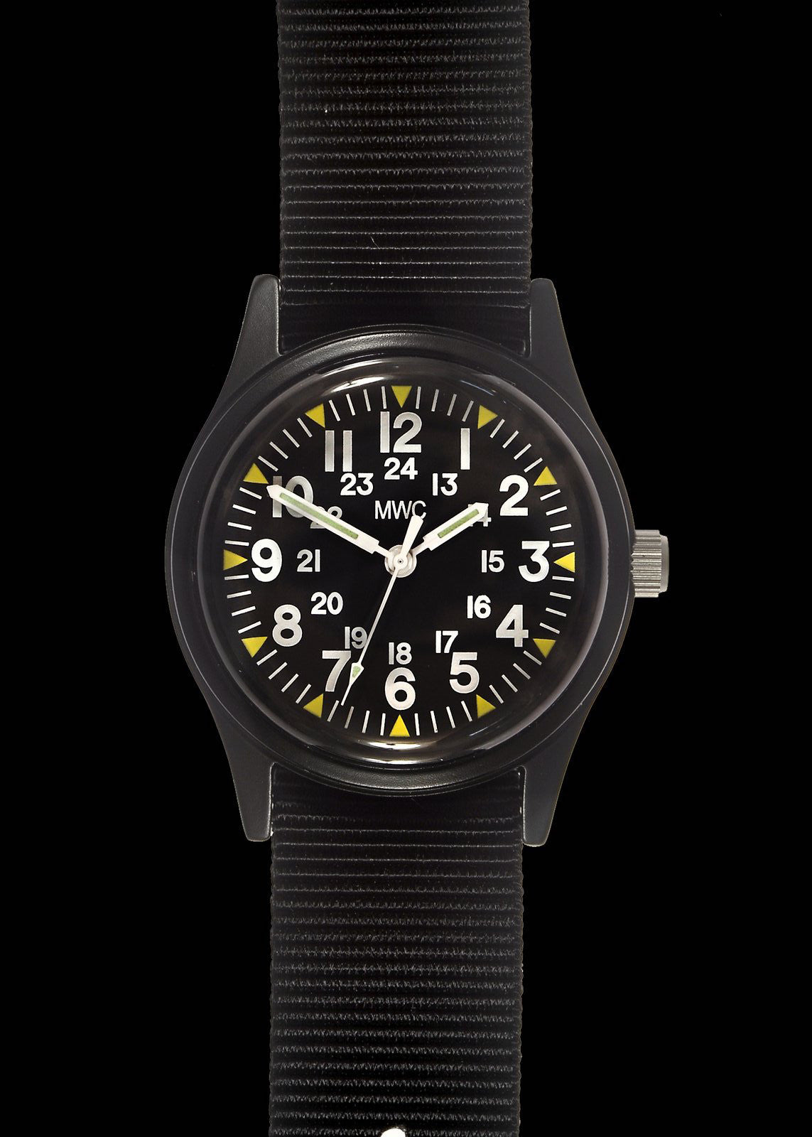 Montre Automatique MWC Classic 1960s - Acier Inoxydable, Cadran Noir, Bracelet Tissu - Étanche 300m - Neuf Avec étiquettes