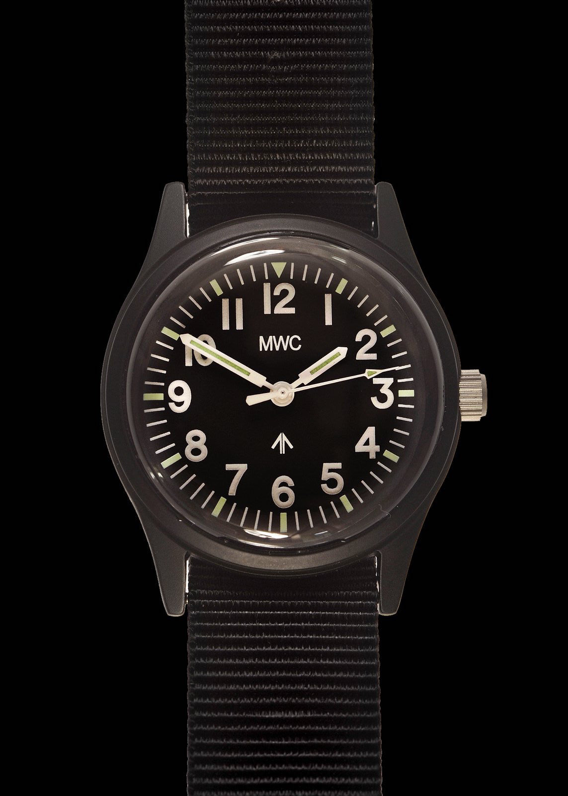 MWC military Watch (BLACK belt付) MWC Classic 1960s/70s Matt Black European Pattern Military Watch Webbi