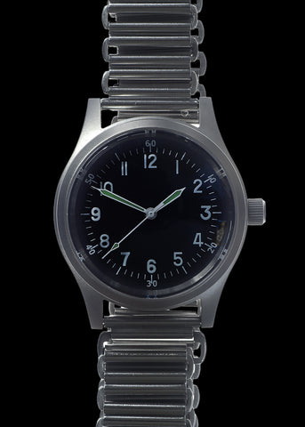 MWC Classic 40mm Stainless Steel Aviator Watch with Hybrid Movement and 100m Water Resistance