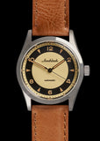 Aeschbach 1950s Pattern 25 Jewel Automatic Watch with Retro Luminous Paint, Sapphire Crystal and Calf Leather Strap - Brand New Ex Photographic and Promotion Watch Reduced