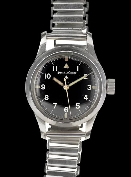 A-11 1940s WWII Pattern Automatic Military Watch With Shatter and Scratch Resistant Box Sapphire Crystal on Matching Retro "Bonklip" Pattern Bracelet with an Additional Canvas Strap