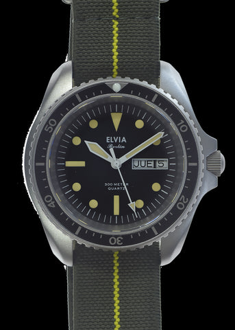 MWC "Submariner / Naval Crew Divers Watch" in Covert Black PVD 500m (1,640ft) Water Resistant Dual Time Zone Military Watch in PVD Stainless Steel Case with GTLS and Helium Valve