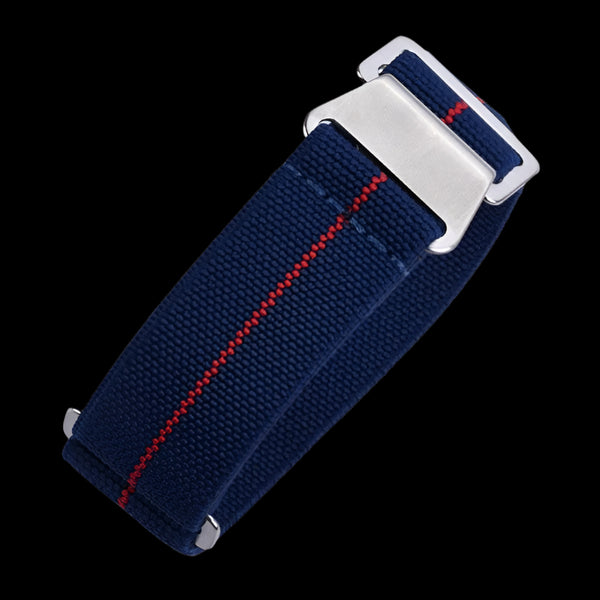 22mm Elasticated French Navy and Special Forces Strap in Navy with a Red Stripe