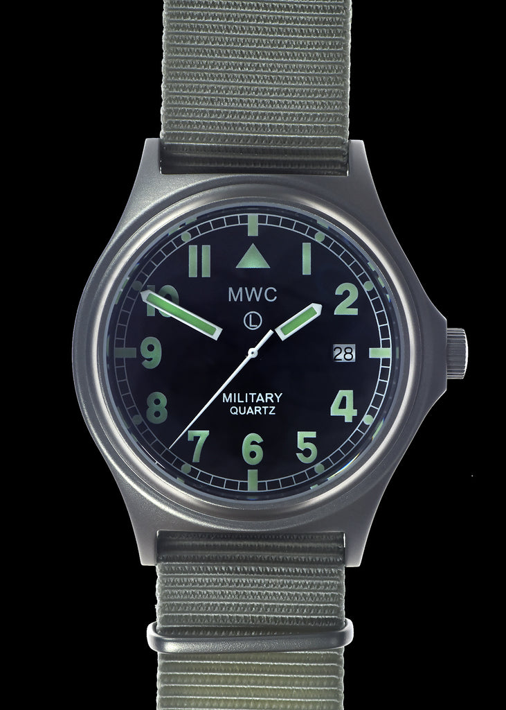 MWC G10 50m (165ft) Water Resistant NATO Pattern Military Watch with Satin Case Finish, Fixed Strap Bars, Sapphire Crystal and 60 Month Battery Life