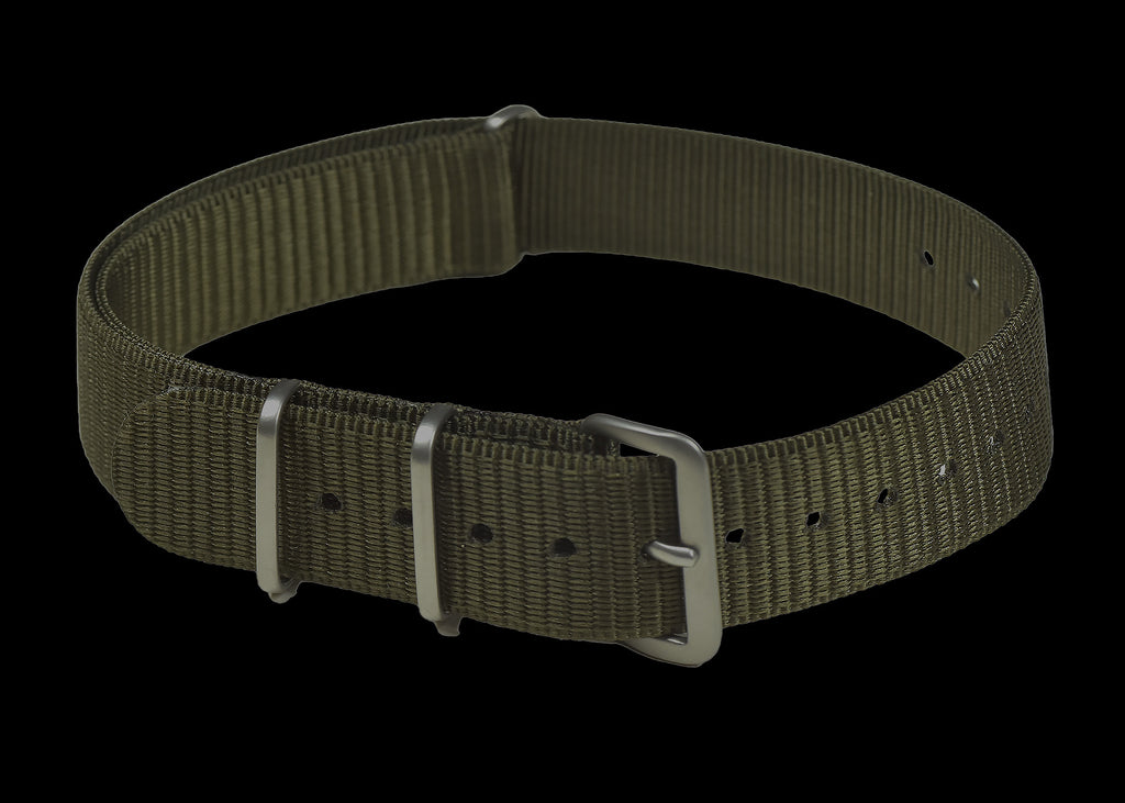 18mm NATO Military Watch Strap in 1970s Pattern US Military Olive/Khaki Material