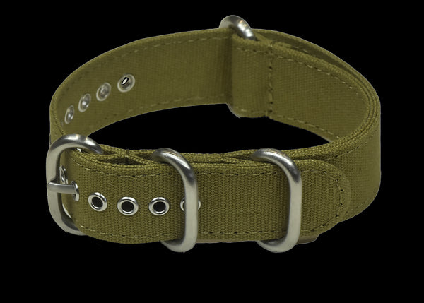 Army Green 20mm Retro Pattern Canvas One Piece Strap