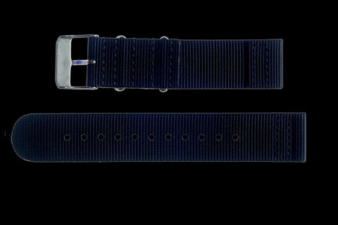 2 Piece 20mm Black NATO Military Watch Strap in Ballistic Nylon with Stainless Steel Fasteners