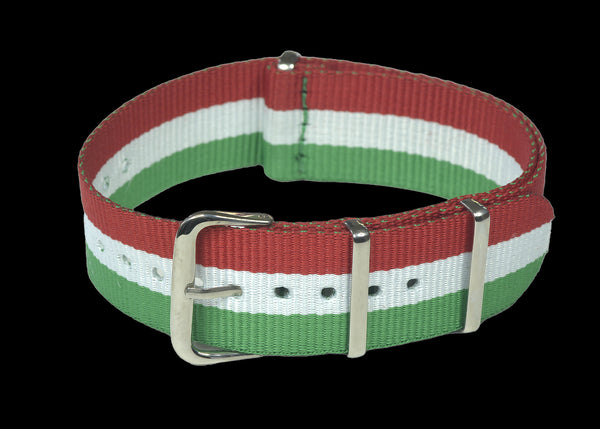 Italy 18mm "Red, White and Green" NATO Military Watch Strap