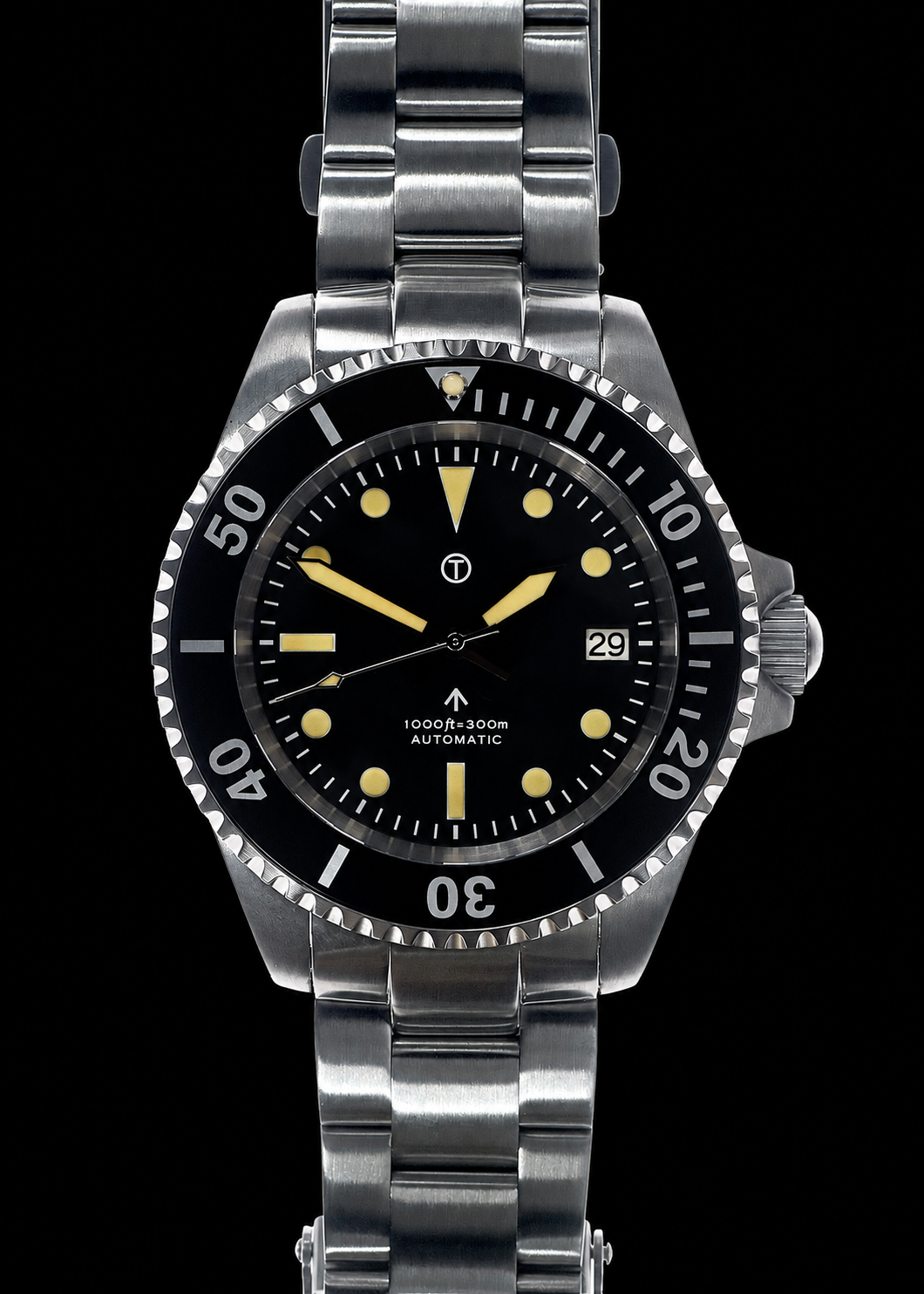 MWC 24 Jewel 1980s Pattern 300m Automatic Military Divers Watch with Sapphire Crystal on a Steel Bracelet