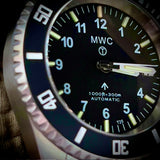 MWC 24 Jewel 300m Automatic Military Divers Watch with Tritium GTLS Illumination, Sapphire Crystal and Ceramic Bezel and Steel Bracelet