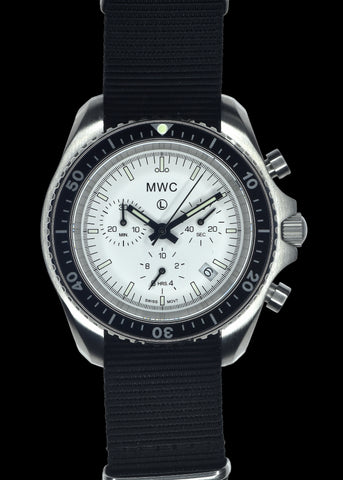 MWC Mechanical/Quartz Hybrid NATO Pattern Military Pilots Chronograph in Non Reflective Black PVD Finish