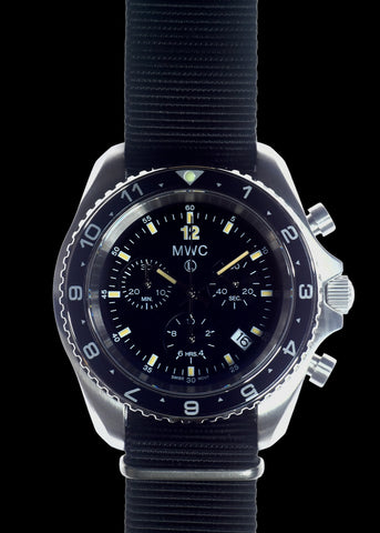 MWC NATO Pattern Stainless Steel Military Pilots Chronograph with Sapphire Crystal and Swiss Ronda Movement - 12 Hour GMT Bezel
