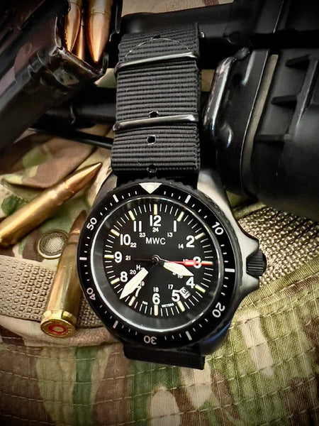 MWC Automatic Black PVD Military Divers Watch  - Tritium / GTLS Illumination, Sapphire Crystal and 60 Hour Power Reserve