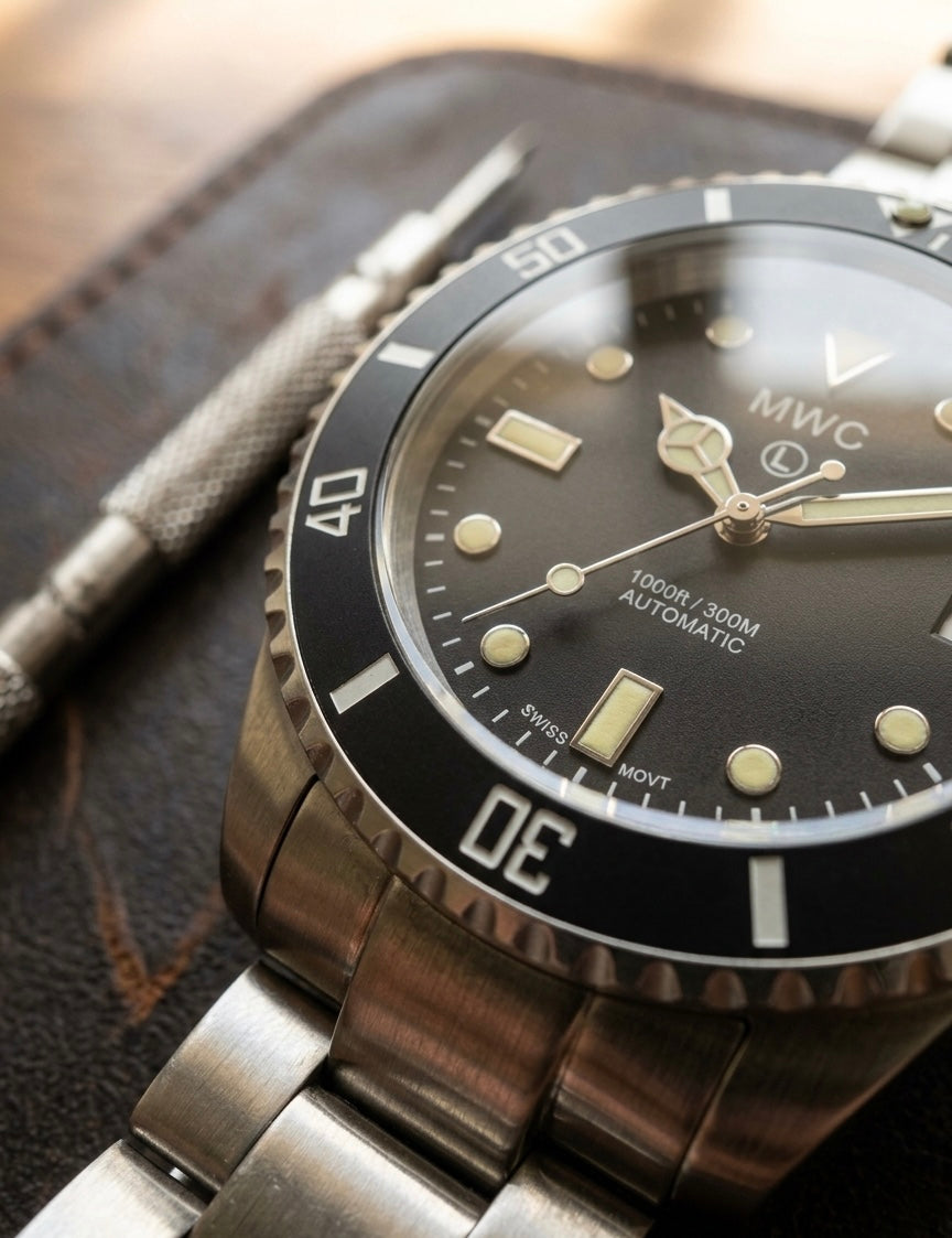 MWC Professional Military Diver 300m – Swiss Sellita SW200 Automatic, Sapphire Crystal, Ceramic Bezel & Steel Bracelet