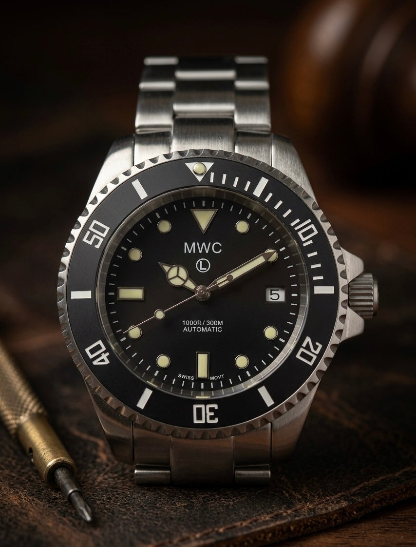 MWC Professional Military Diver 300m – Swiss Sellita SW200 Automatic, Sapphire Crystal, Ceramic Bezel & Steel Bracelet