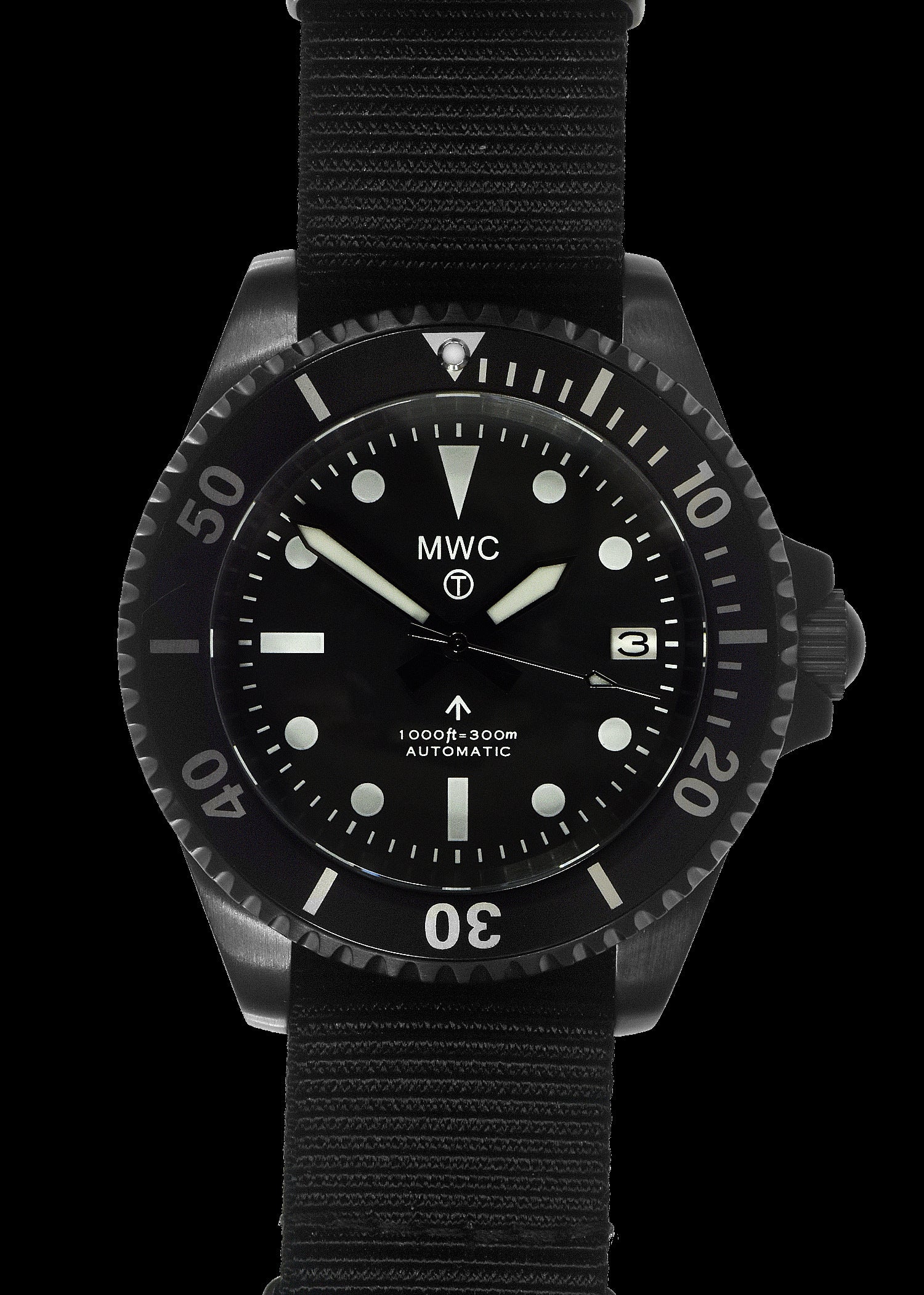 MWC 24 Jewel 1982 Pattern 300m Automatic Military Divers Watch in Blac