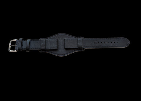 20mm US Pattern Hybrid Black Military Watch Strap (Chrome Fasteners)