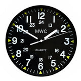 MWC US Military Pattern 12/24 Hour Wall Clock with Silent Sweep Movement (Size 22.5 cm / approx 9")