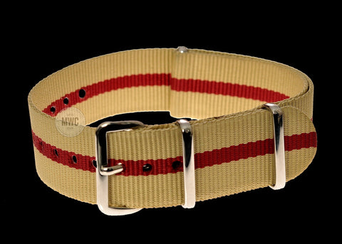 18mm Sand and Red NATO Military Watch Strap