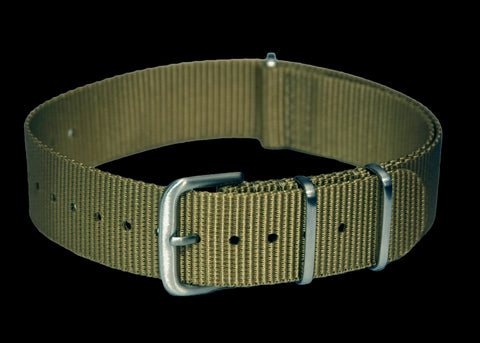 Lightweight 18mm Olive US Pattern Military Watch Strap with Black Buckles
