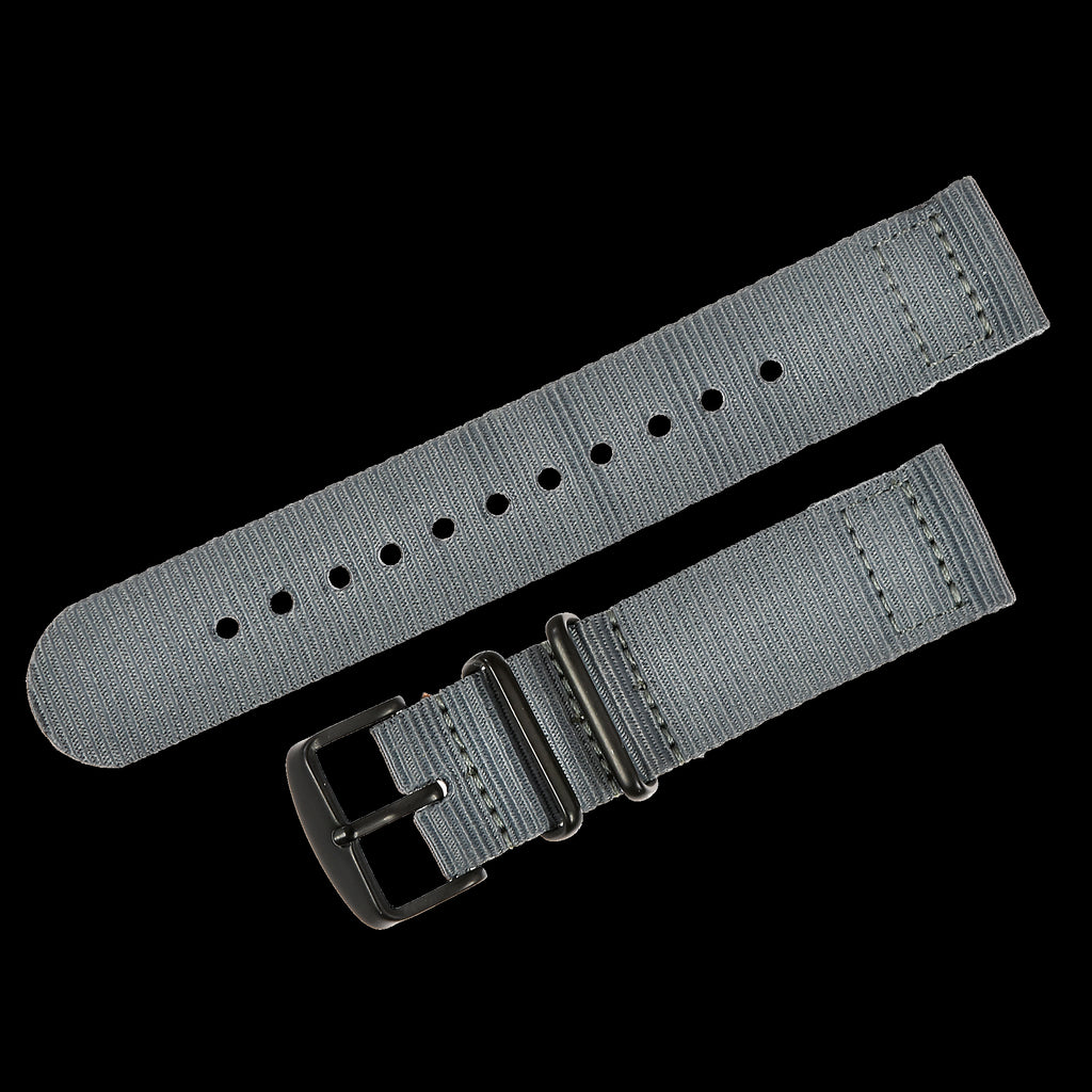 2 Piece 18mm Grey NATO Military Watch Strap Ballistic Nylon with Bl – Military Watch Company